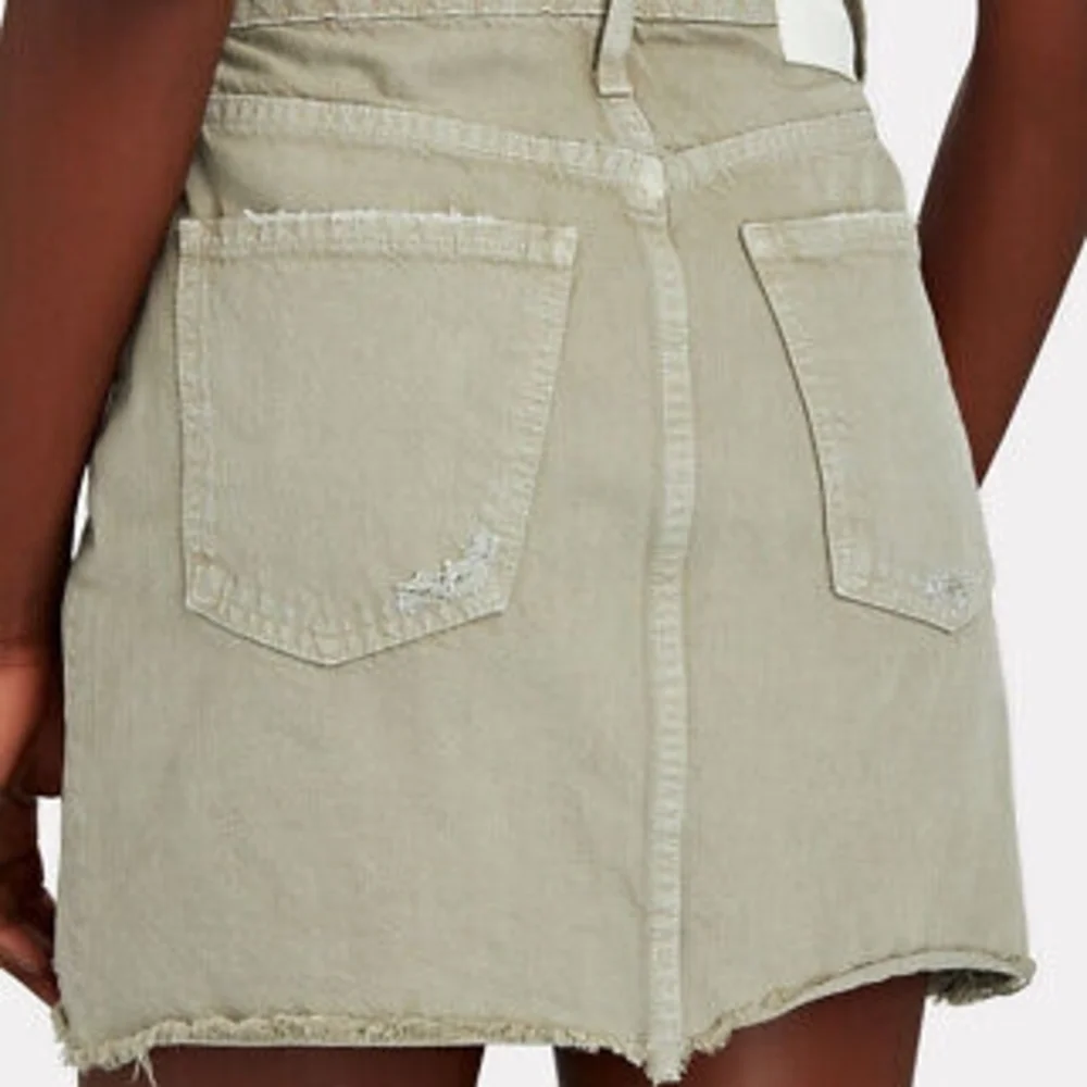 Jonathon Simkhai Linnea Distressed Mini Denim Skirt in sage - Picture 2 of 4